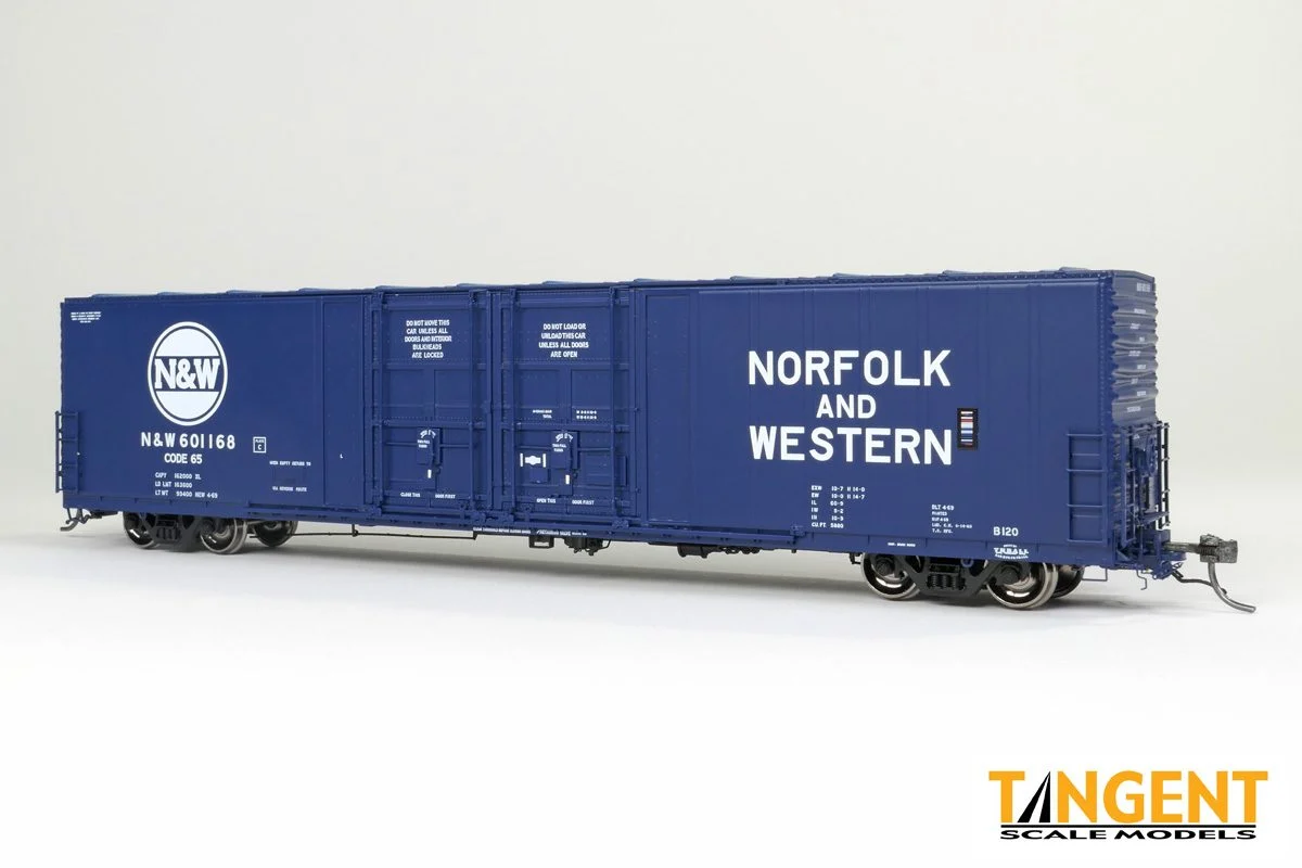 Tangent HO Scale Norfolk & Western (NW) “Original Blue 4-1969” Thrall 5,880CuFt 60′ Double Plug Door Box Car 601146