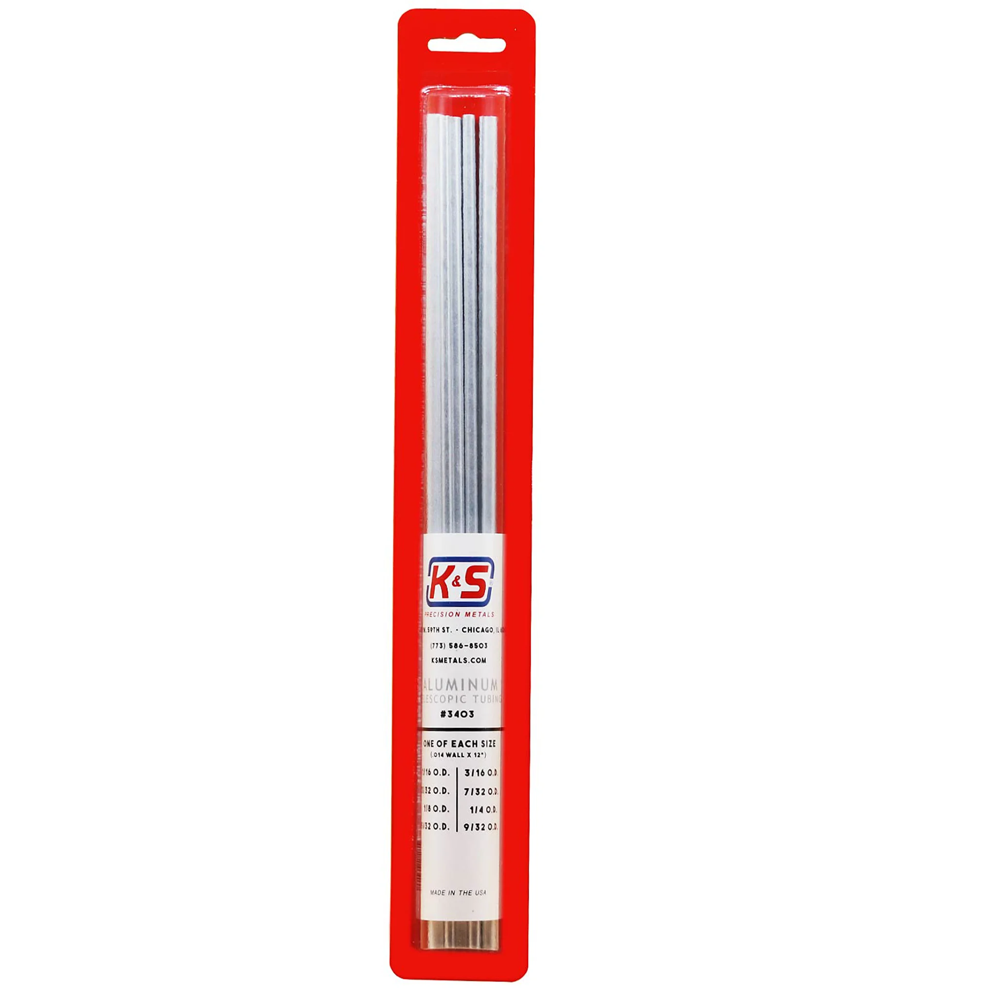 Round Aluminum Telescopic Tubing Assortment (8 Pieces) - K&S