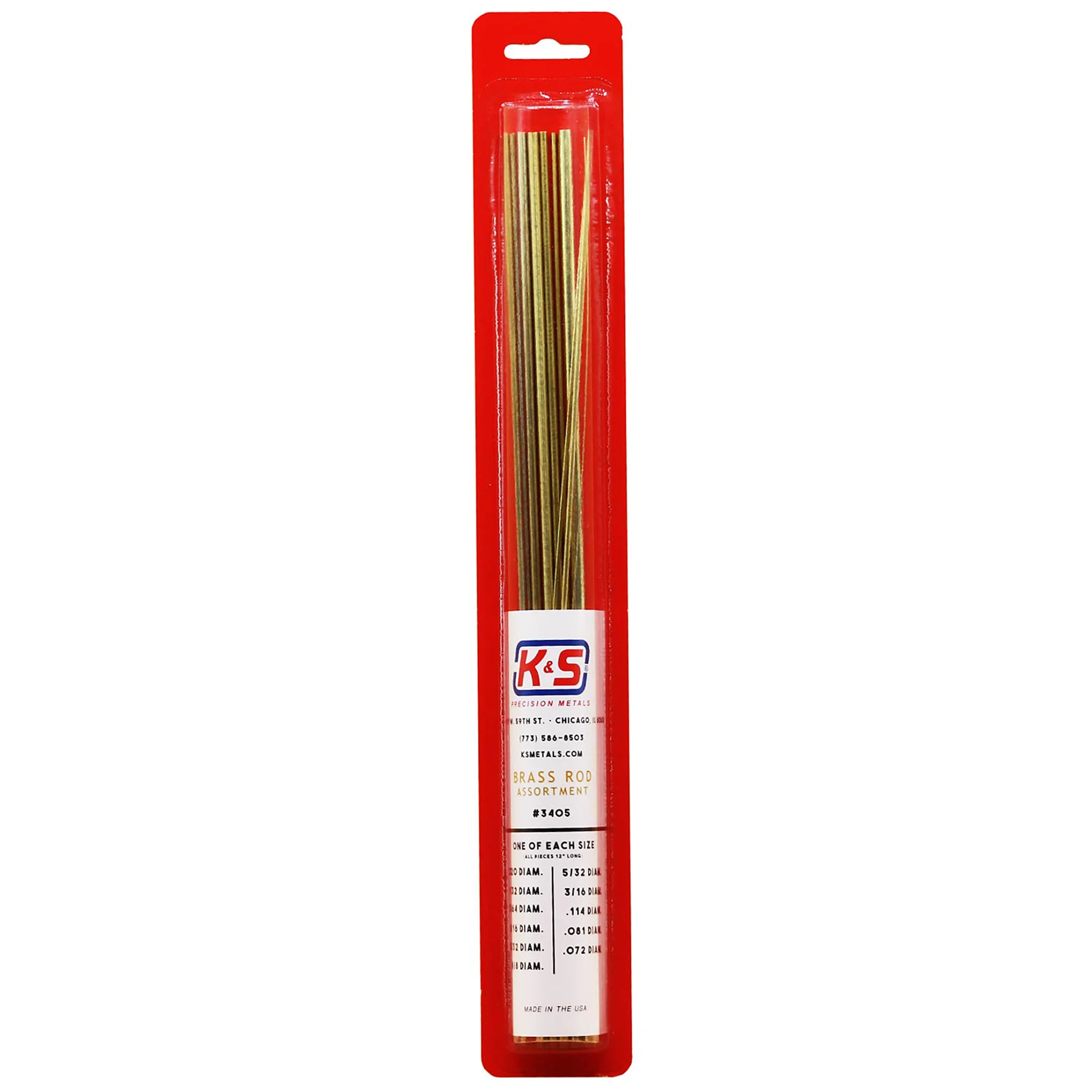 Round Brass Rod Assortment (11 Pieces) - K&S
