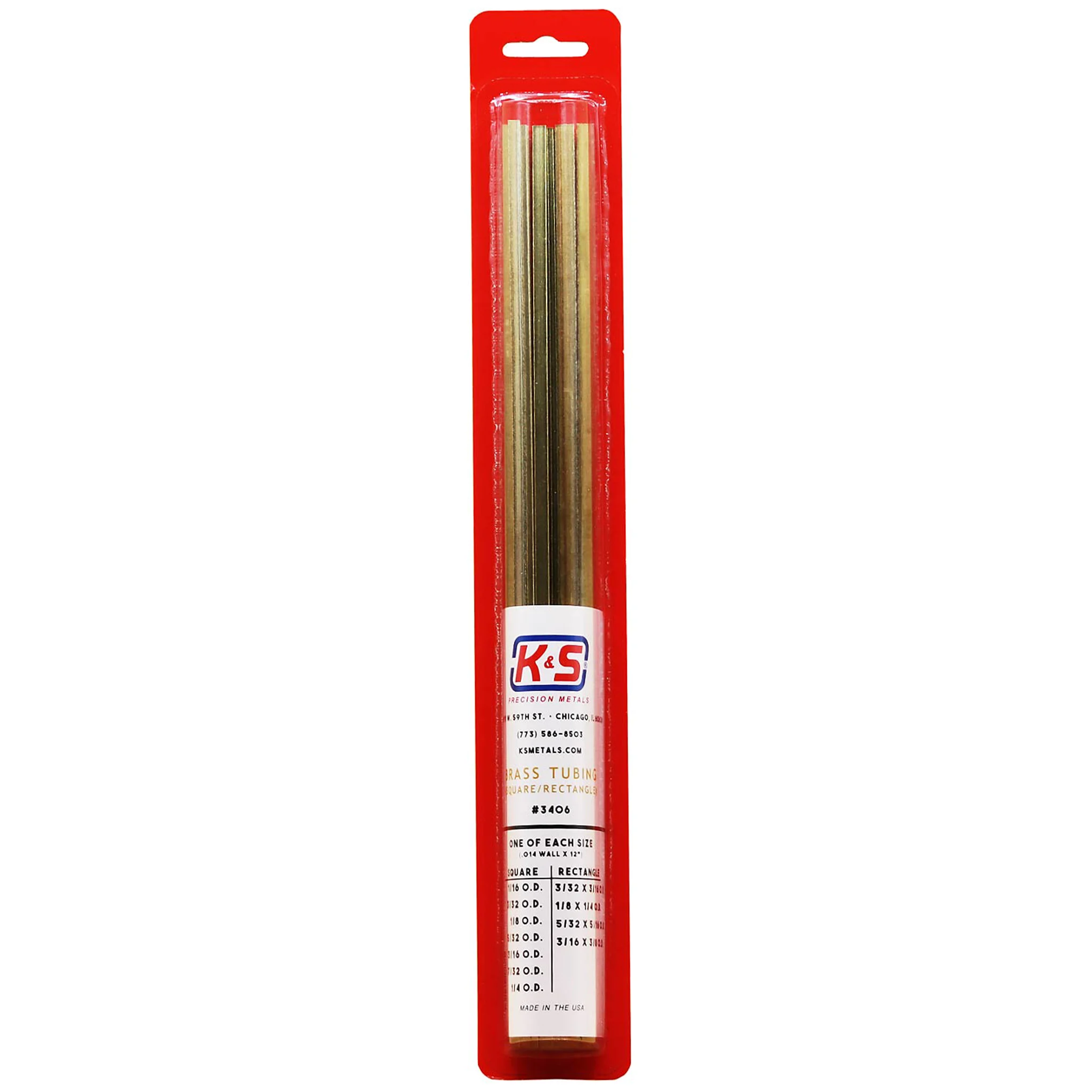 Brass Square & Rectangular Tube Assortment (11 Pieces) - K&S