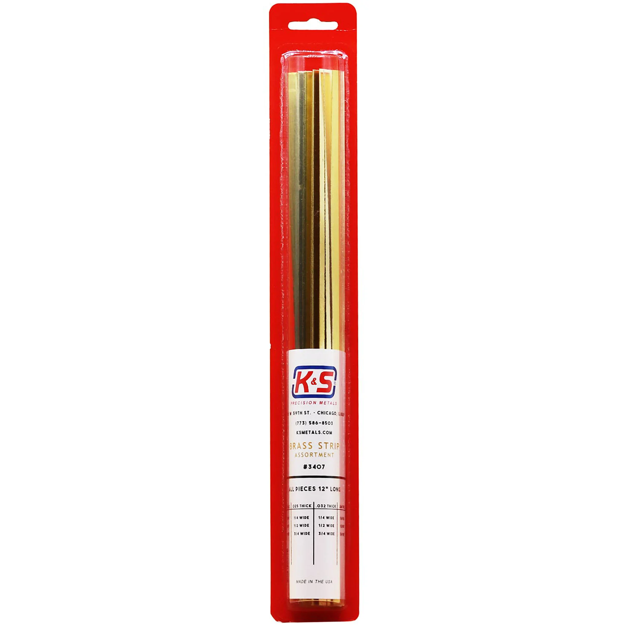 Brass Strip Assortment (12 Pieces) - K&S