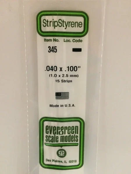Evergreen .040" X .100" X 24" OPAQUE WHITE POLYSTYRENE STRIP - Evergreen Scale Models