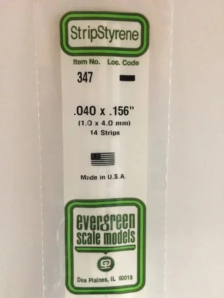 Evergreen .040" X .156" X 24" OPAQUE WHITE POLYSTYRENE STRIP - Evergreen Scale Models