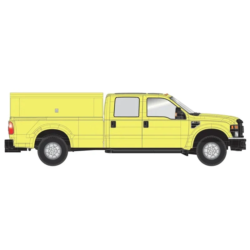 HO Atlas Ford F-350 Crew Cab Pickup Truck [SAFETY YELLOW W/UTILITY CAP]