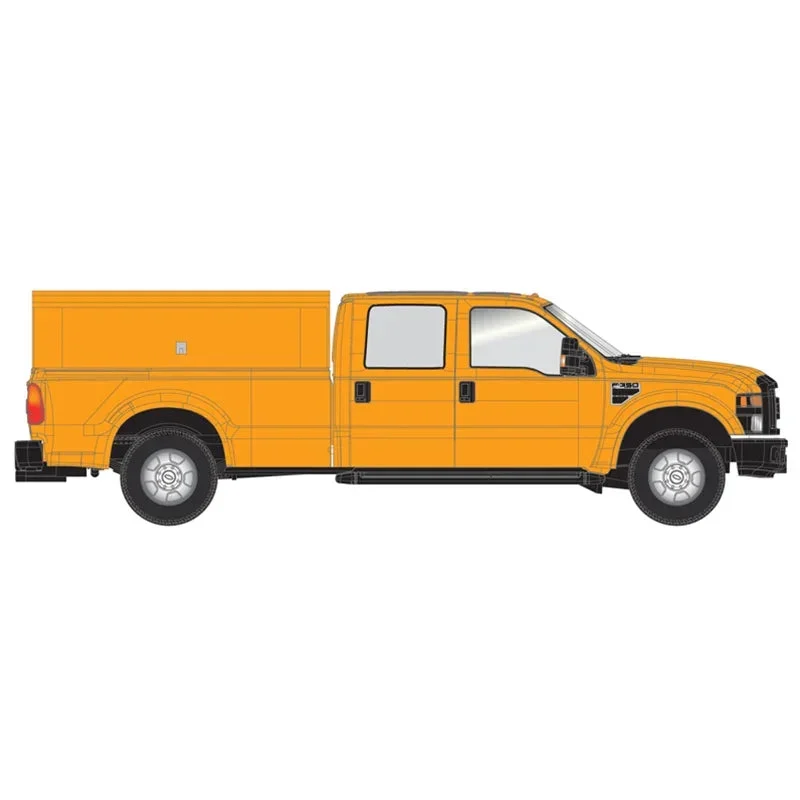 HO Atlas Ford F-350 Crew Cab Pickup Truck [SAFETY ORANGE W/UTILITY CAP]