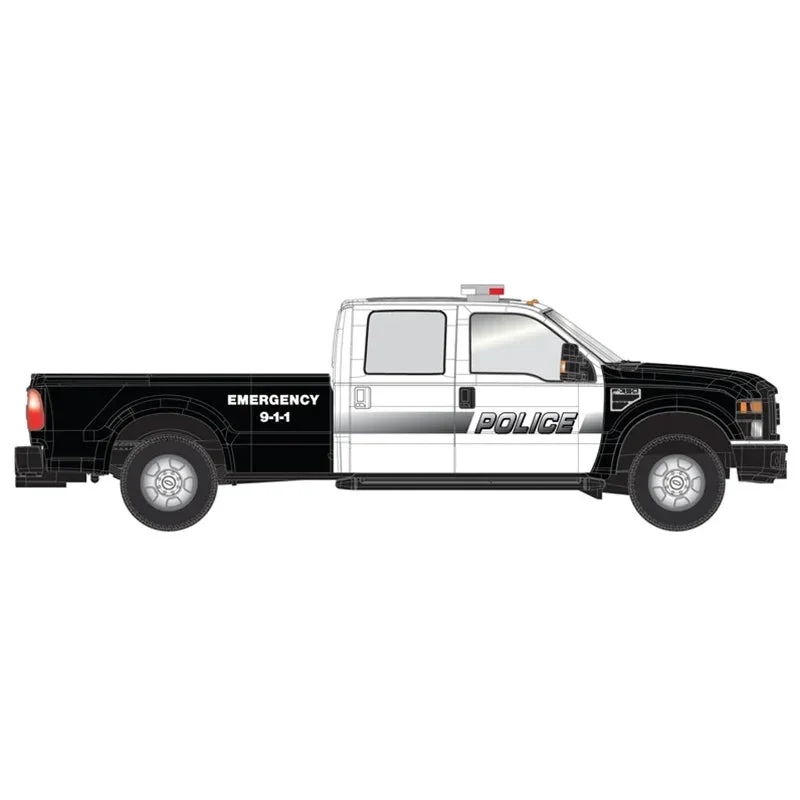 HO Atlas Ford F-350 Crew Cab Pickup Truck [BLACK & WHITE POLICE]