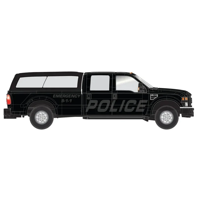 HO Atlas Ford F-350 Crew Cab Pickup Truck [BLACK "STEALTH" POLICE W/CAP]