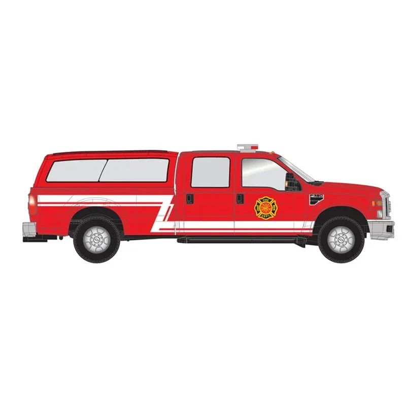 HO Atlas Ford F-350 Crew Cab Pickup Truck [RED FIRE W/Z-STRIPE & CAP]