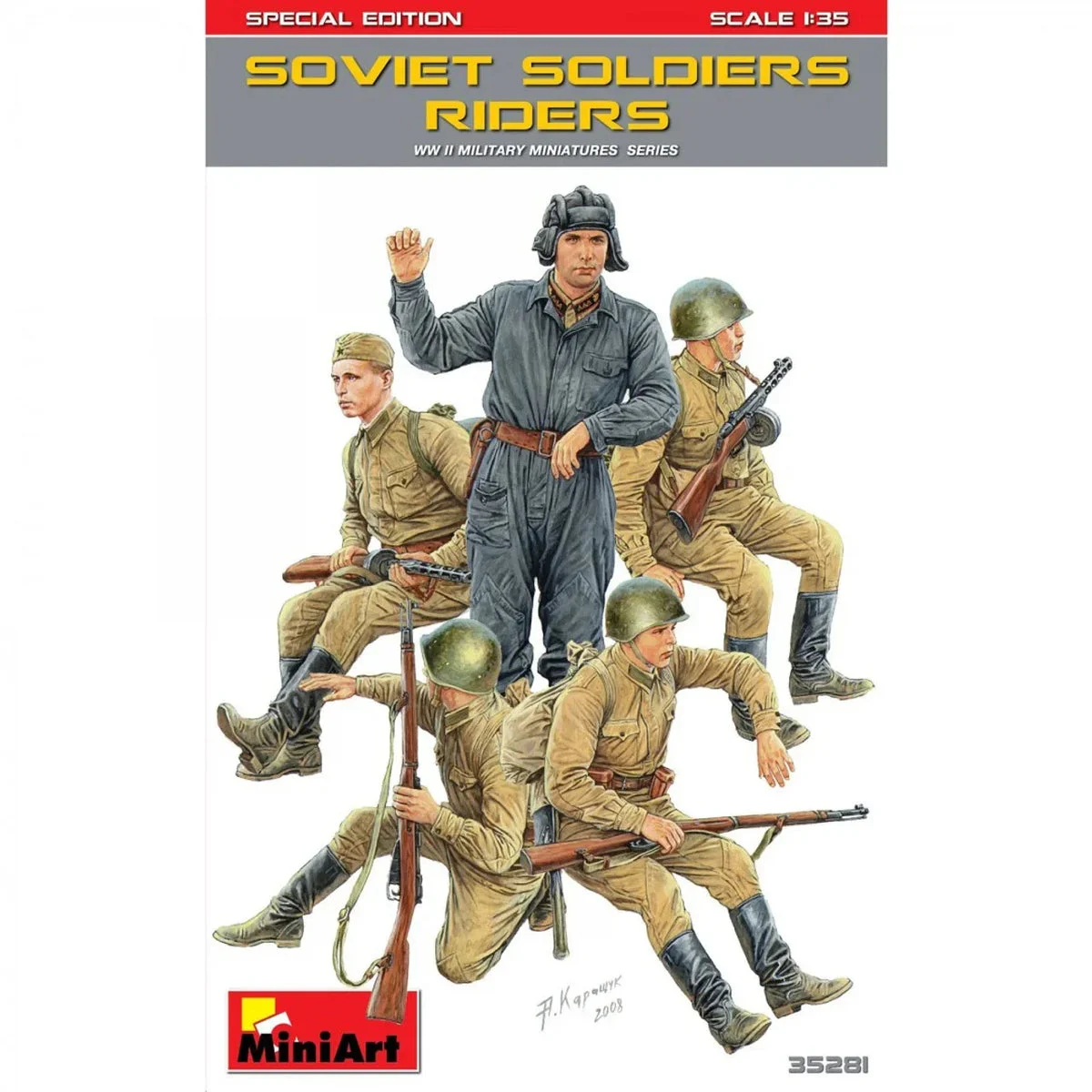 1/35 Miniart WWII Soviet Soldiers Riders (5) w/ Weapons & Equipment (Special Edition) - Mini Art Models