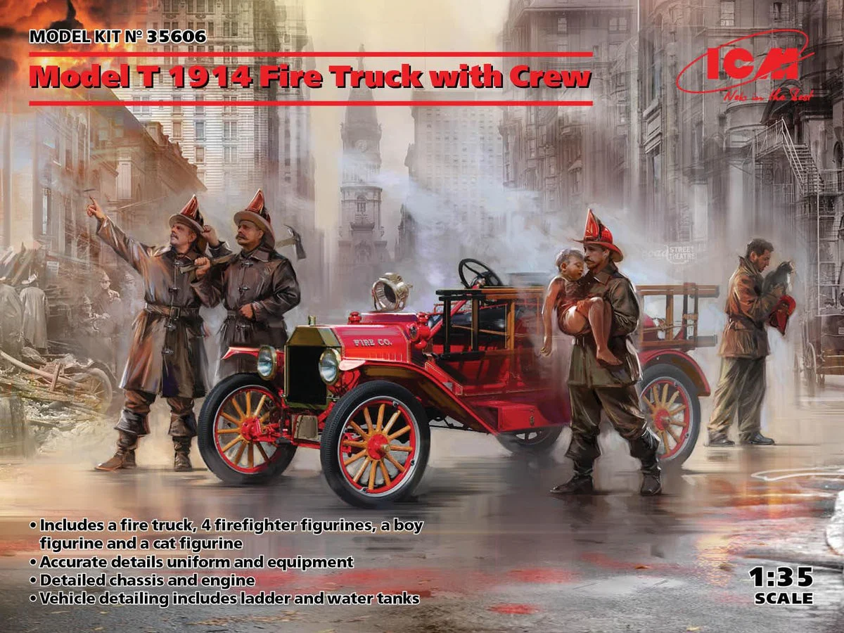1/35 ICM Model T 1914 Fire Truck with Crew 35606