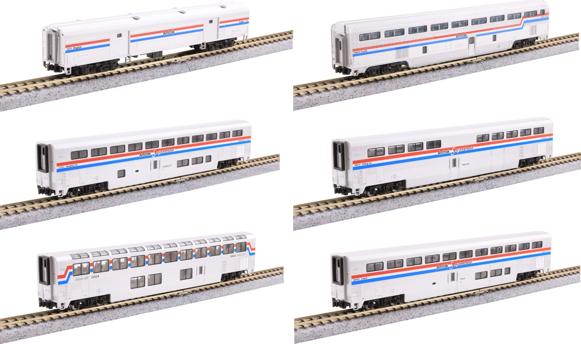 Kato N Scale Amtrak Superliner I Phase III 6-Car Passenger Set - 1063531