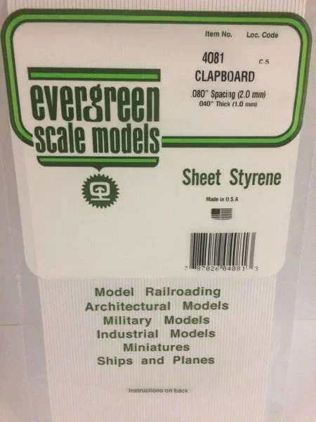 Evergreen .080" OPAQUE WHITE POLYSTYRENE CLAPBOARD SIDING - Evergreen Scale Models