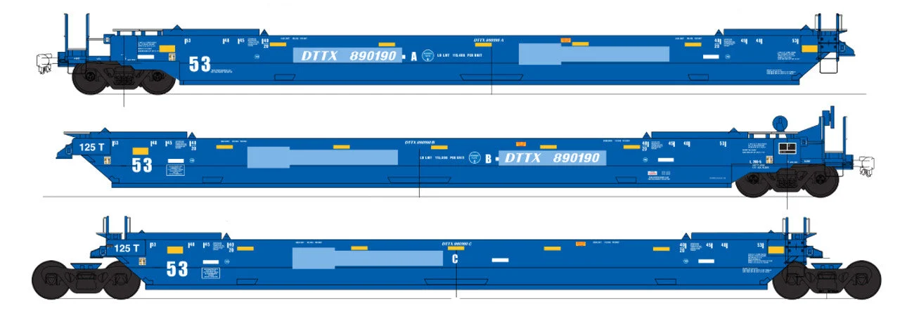 InterMountain TTX (DTTX) Ex BRAN 890190 Gunderson Maxi IV Stack Late articulated 3 unit Well Car