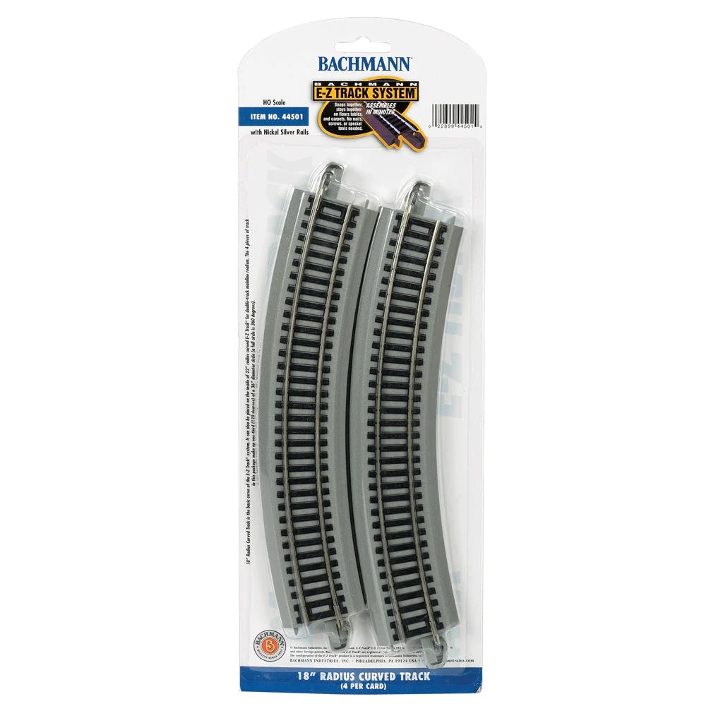 Bachmann HO Scale EZ Track NS 18"R/4cd - BAC44501