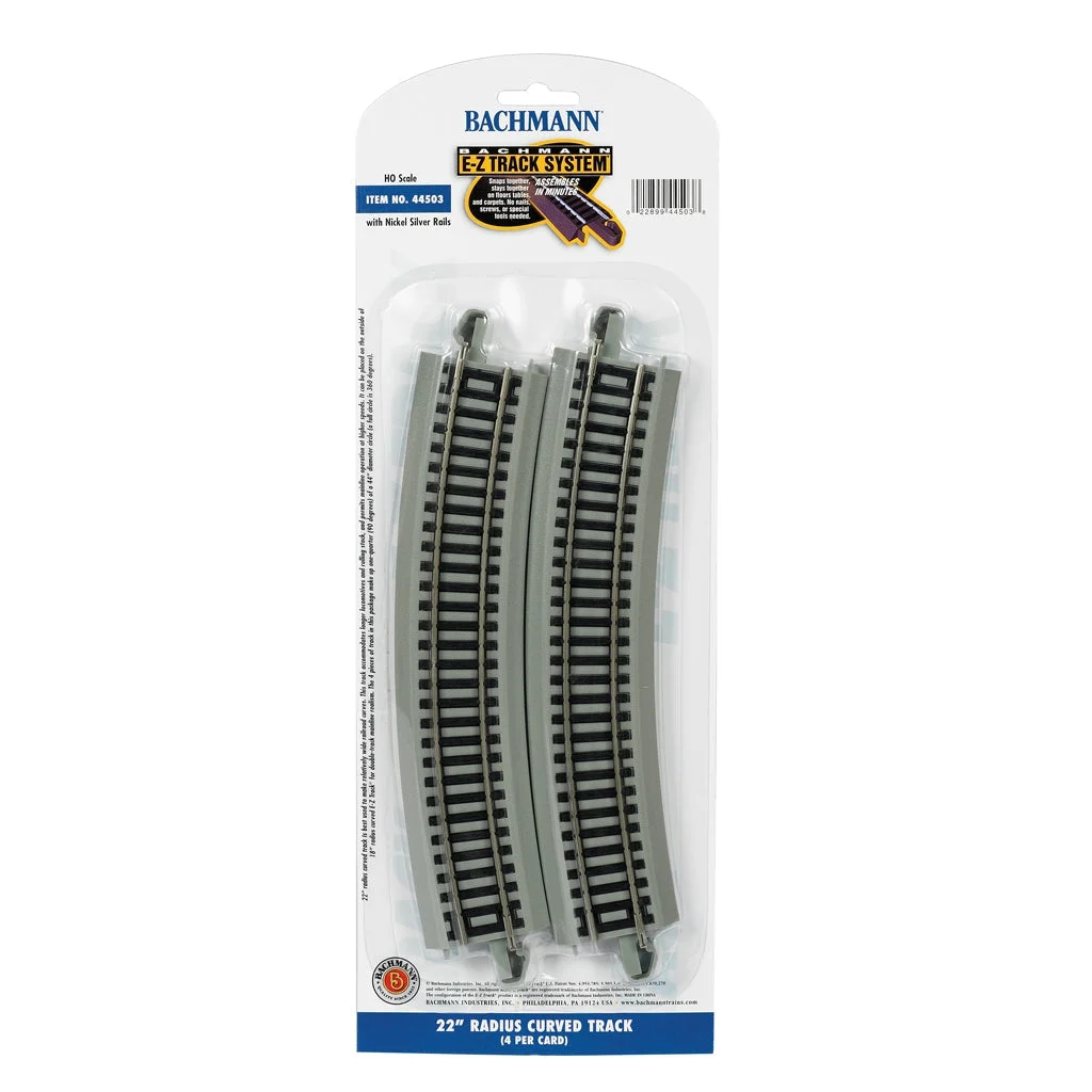 Bachmann HO Scale EZ Track NS 22"R/4cd - BAC44503