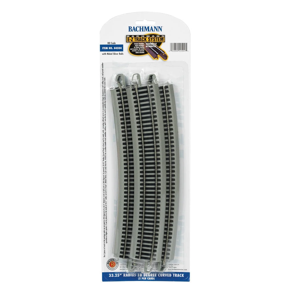 Bachmann HO Scale EZ Track NS 33"R 18*/5cd - BAC44504