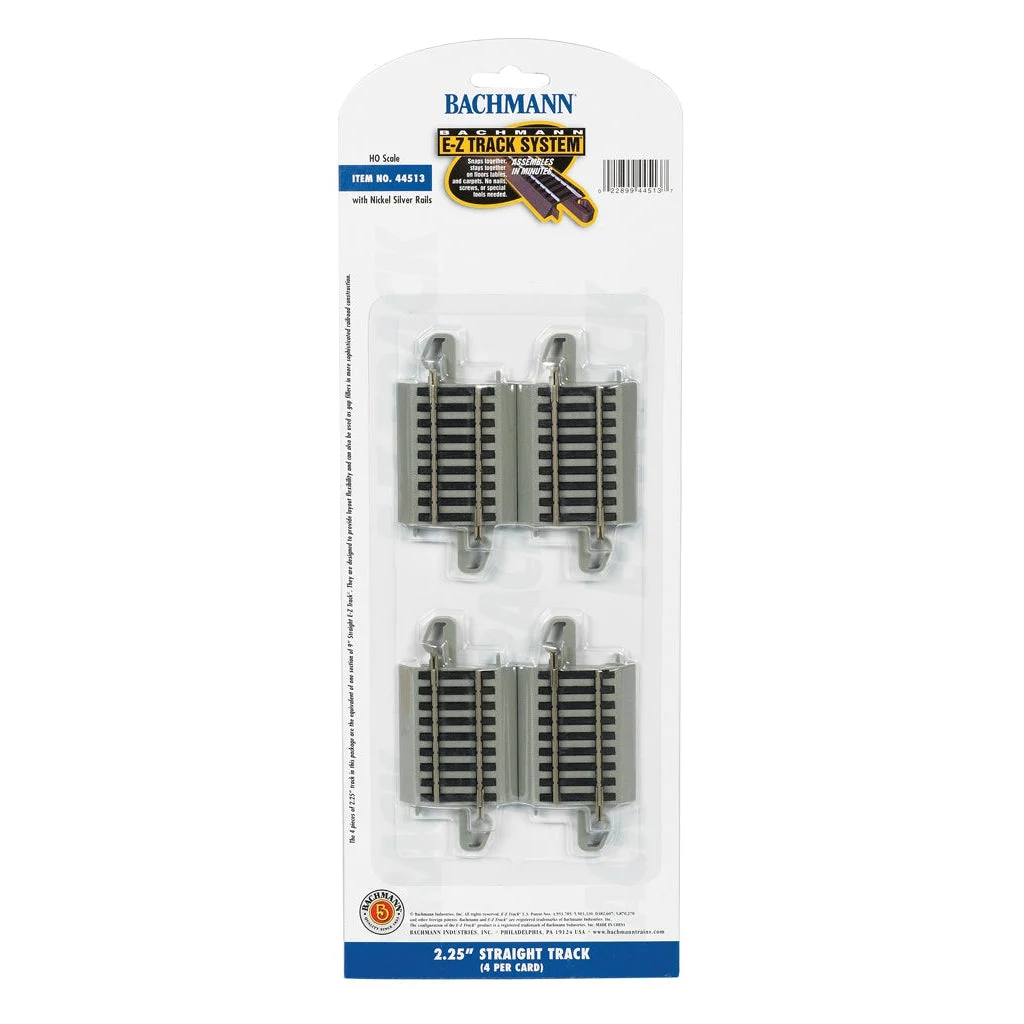Bachmann HO Scale EZ Track NS 2-1/4"Straight/4cd - BAC44513