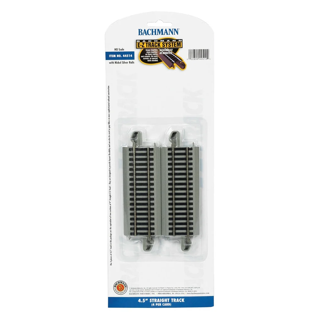 Bachmann HO Scale EZ Track NS 4-1/2"Straight/4cd - BAC44514