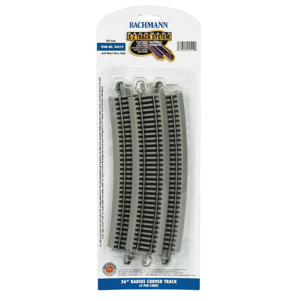 Bachmann HO Scale EZ Track NS 26"R/5cd - BAC44519