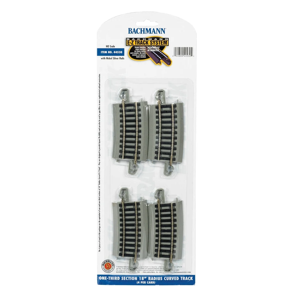 Bachmann HO Scale EZ Track NS 1/3-18"R/4cd - BAC44530