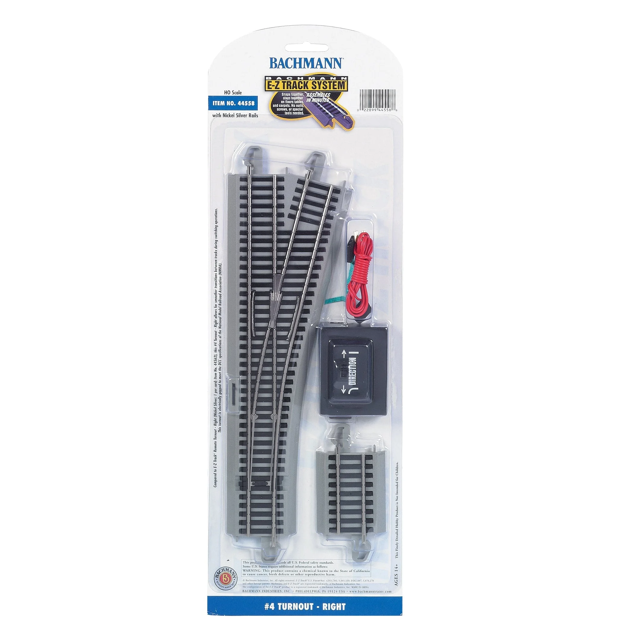 Bachmann HO Scale EZ Track NS #4 Switch RH - BAC44558