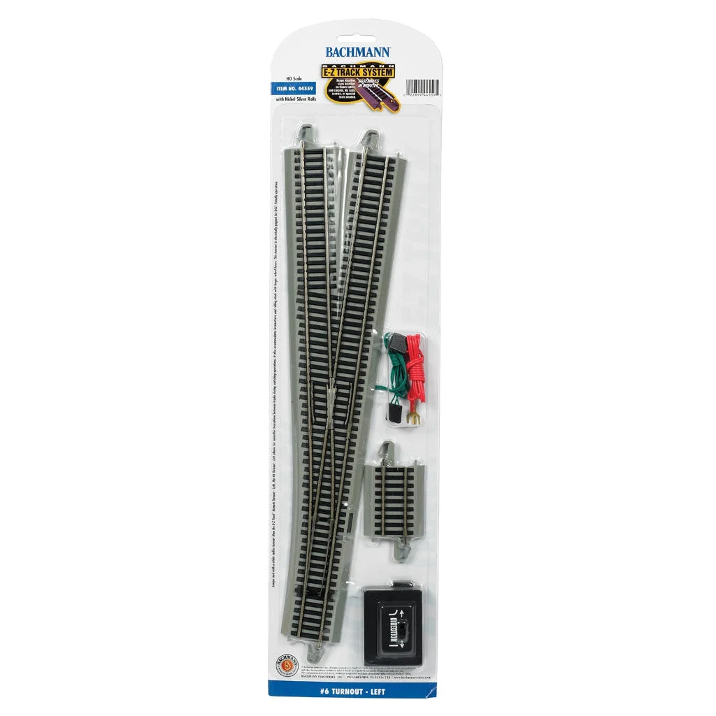 Bachmann HO Scale EZ Track NS #6 LH Switch/1cd - BAC44559