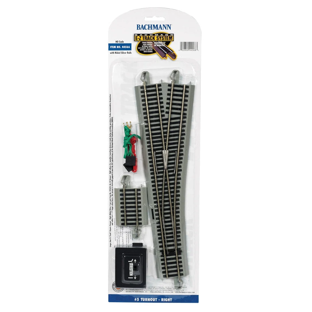 Bachmann HO Scale EZ Track NS #5 RH Switch/1cd - BAC44566