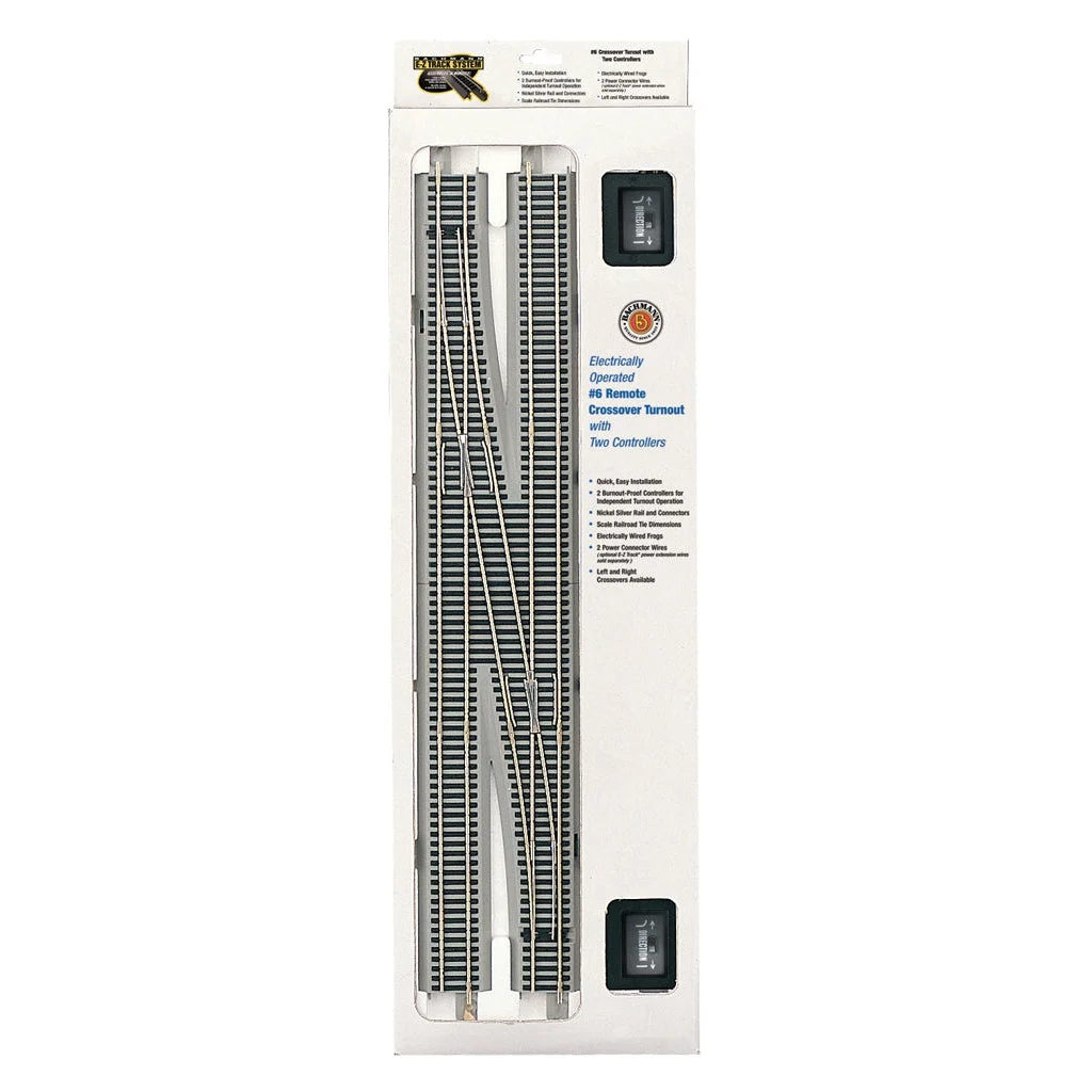 Bachmann HO Scale E-Z Track #6 Left-Hand Crossover Switch - Nickel Silver Turnout - BAC44575