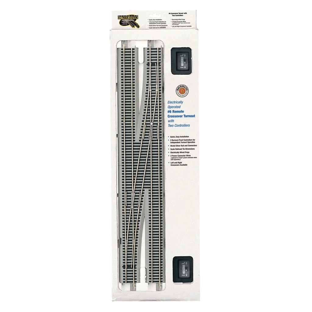 Bachmann HO Scale E-Z Track #6 Right-Hand Crossover Switch - Nickel Silver Turnout - BAC44576