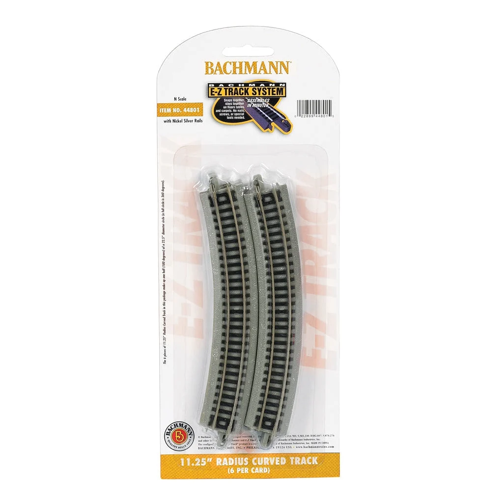 Bachmann N Scale EZ Track 11"R/6cd - BAC44801