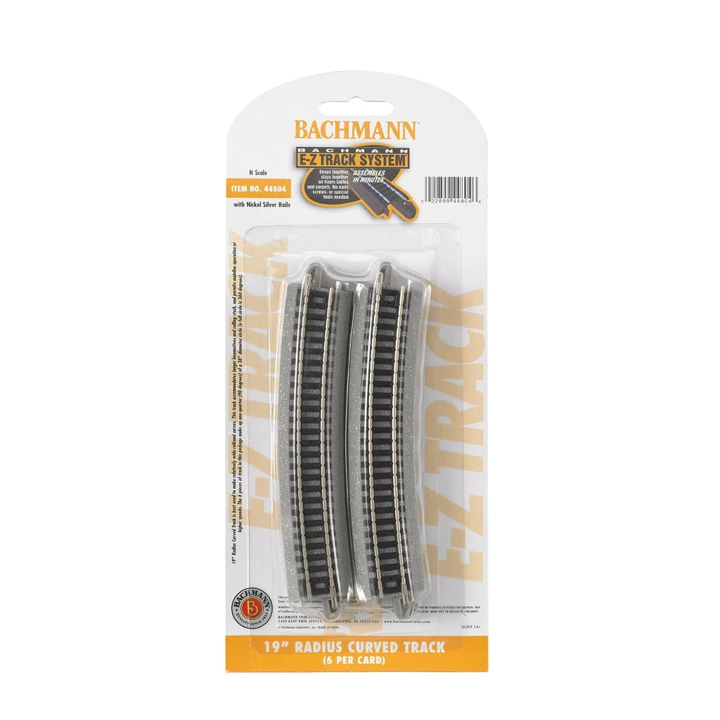 Bachmann N Scale EZ Track 19"R/6cd - BAC44804