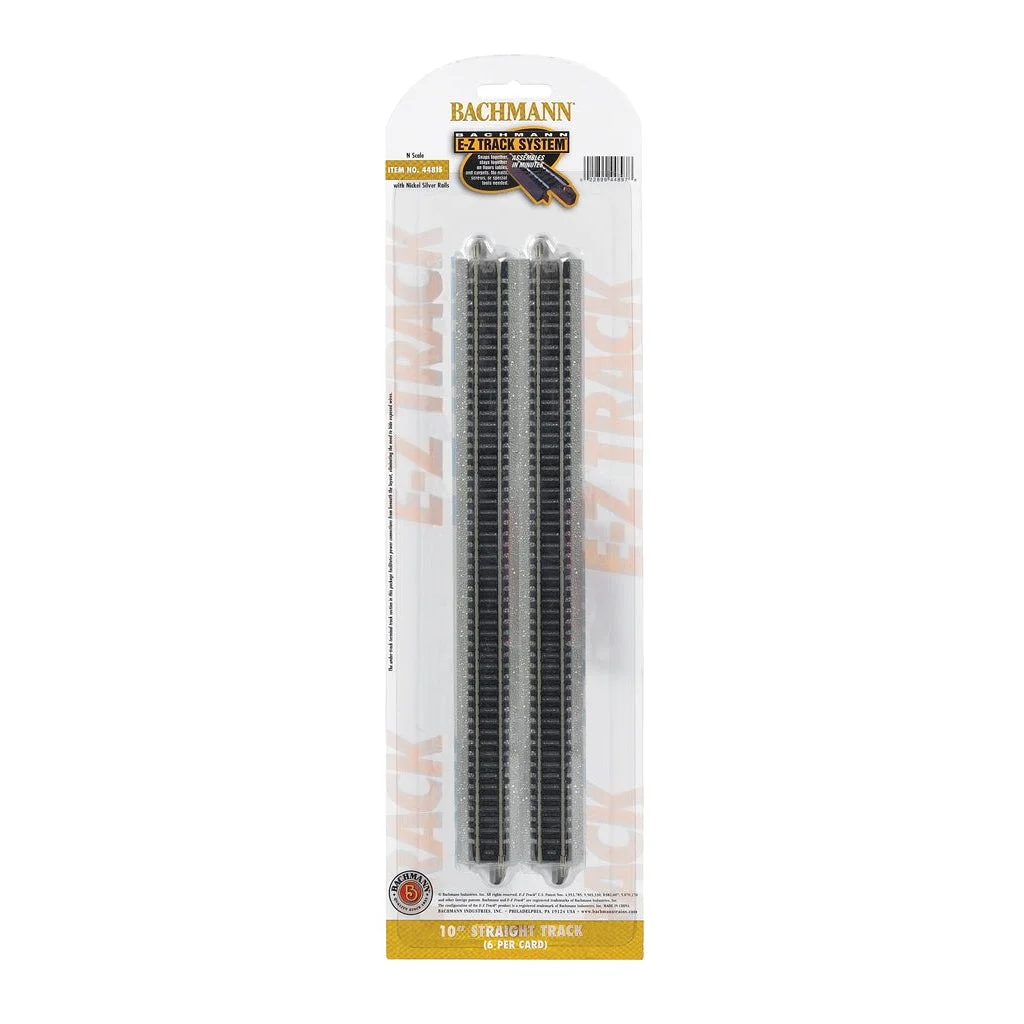 Bachmann N Scale EZ Track 10"Straight/6cd - BAC44815