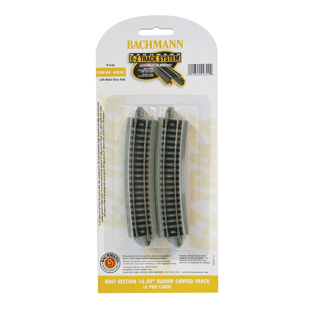 Bachmann N Scale EZ Track 1/2-15.50"R/6cd - BAC44824