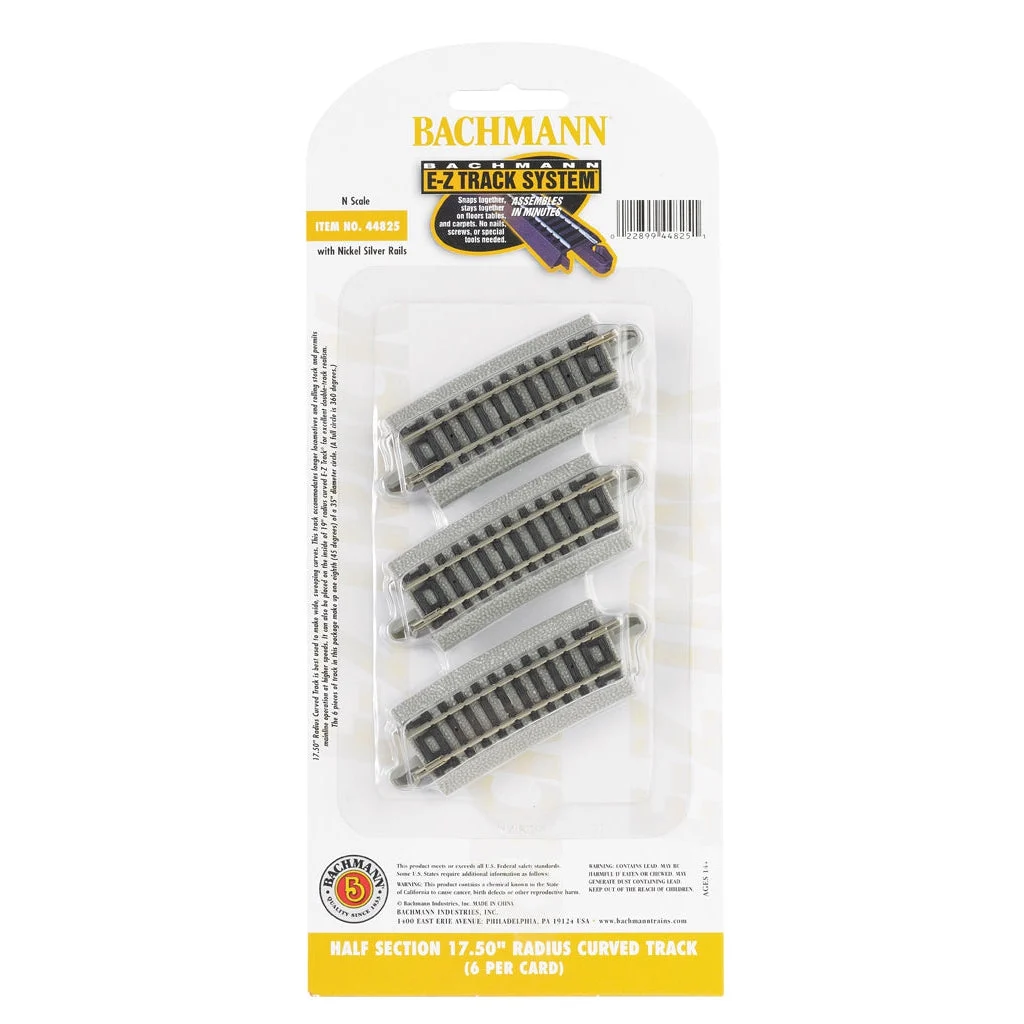 Bachmann N Scale EZ Track 1/2-17.50"R/6cd - BAC44825