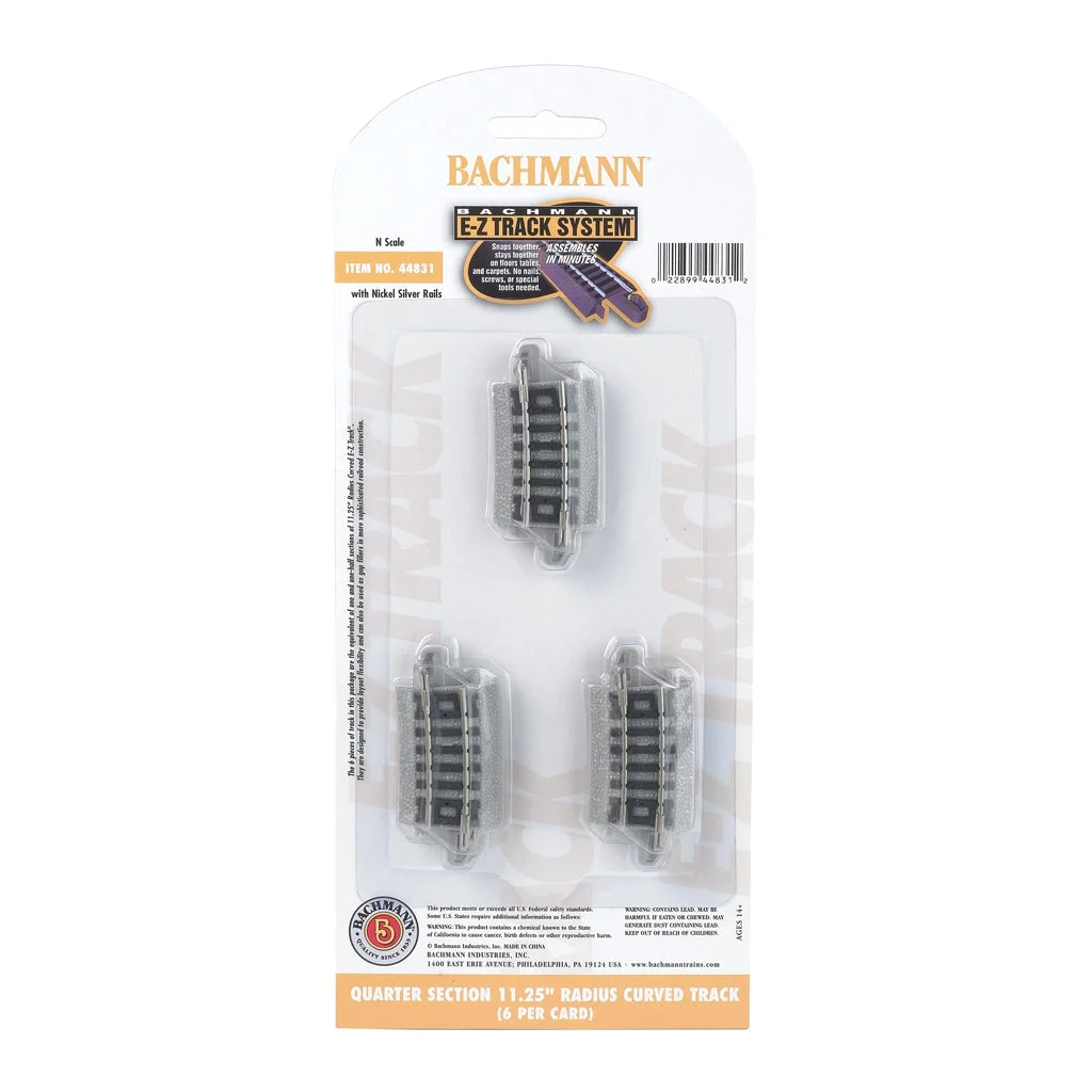 Bachmann N Scale EZ Track 1/4-11.25"R/6cd - BAC44831