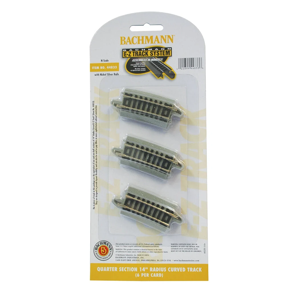 Bachmann N Scale EZ Track 1/4-14"R/6cd - BAC44833