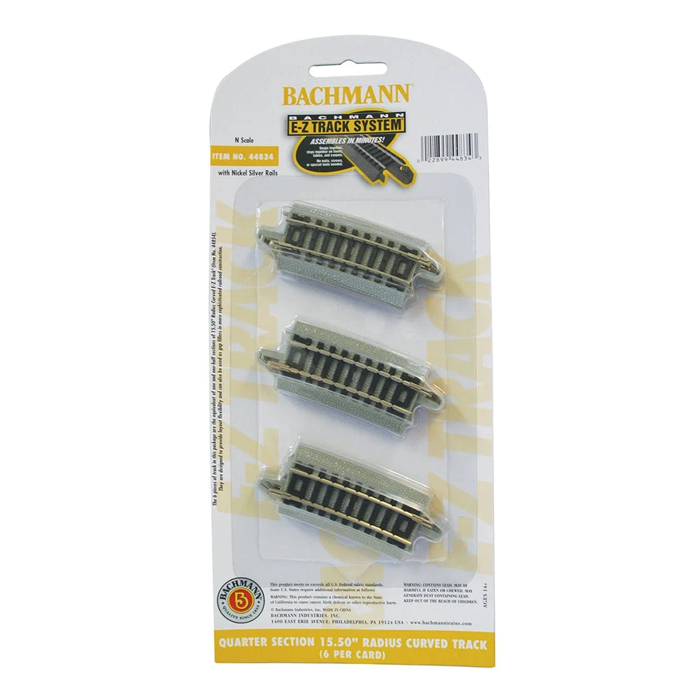 Bachmann N Scale EZ Track 1/4-15.50"R/6cd - BAC44834