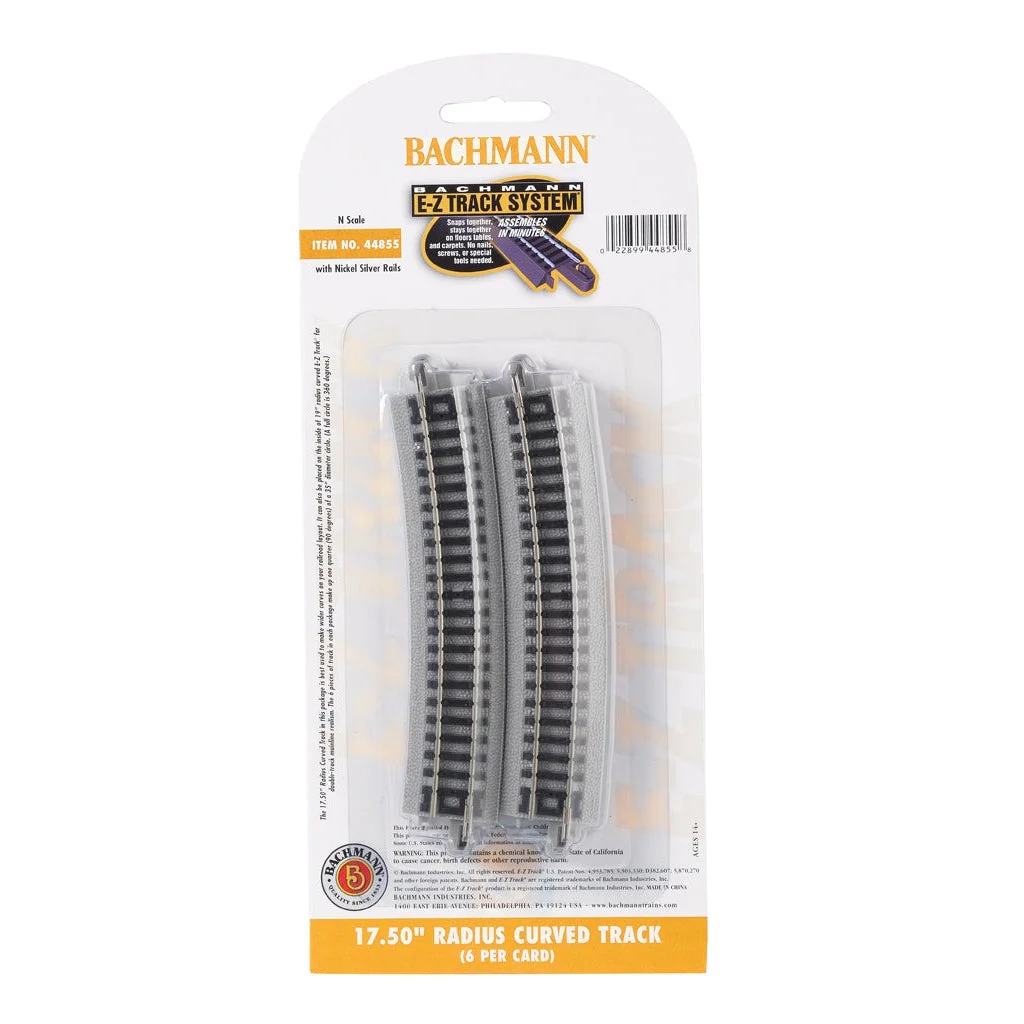 Bachmann N Scale EZ Track 17.5"R/6cd - BAC44855