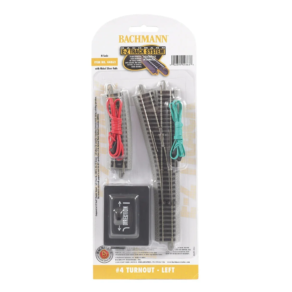 Bachmann N Scale EZ Track #4 LH Switch/1cd - BAC44863