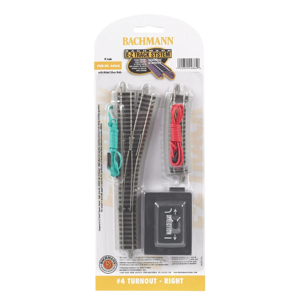 Bachmann N Scale EZ Track #4 RH Switch/1cd - BAC44864