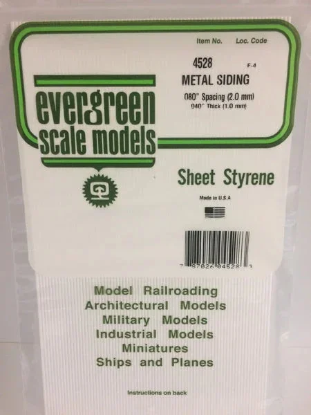 Evergreen .080" OPAQUE WHITE POLYSTYRENE CORRUGATED SIDING - Evergreen Scale Models