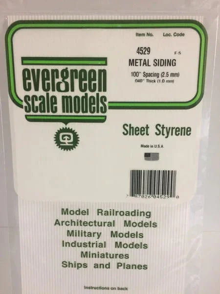 Evergreen .100" OPAQUE WHITE POLYSTYRENE CORRUGATED SIDING - Evergreen Scale Models