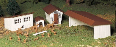 Bachmann HO Scale O Plasticville Farm Out-Buildings/3pc - BAC45604