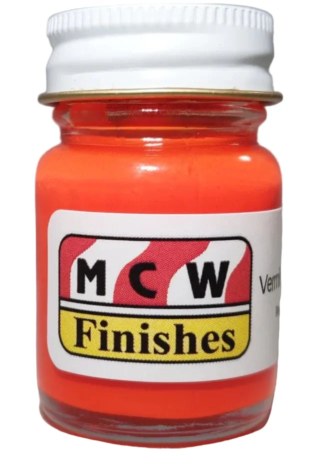 MCW Finishes Vermillion Neon Enamel Paint 1/2oz Jar - 2011E
