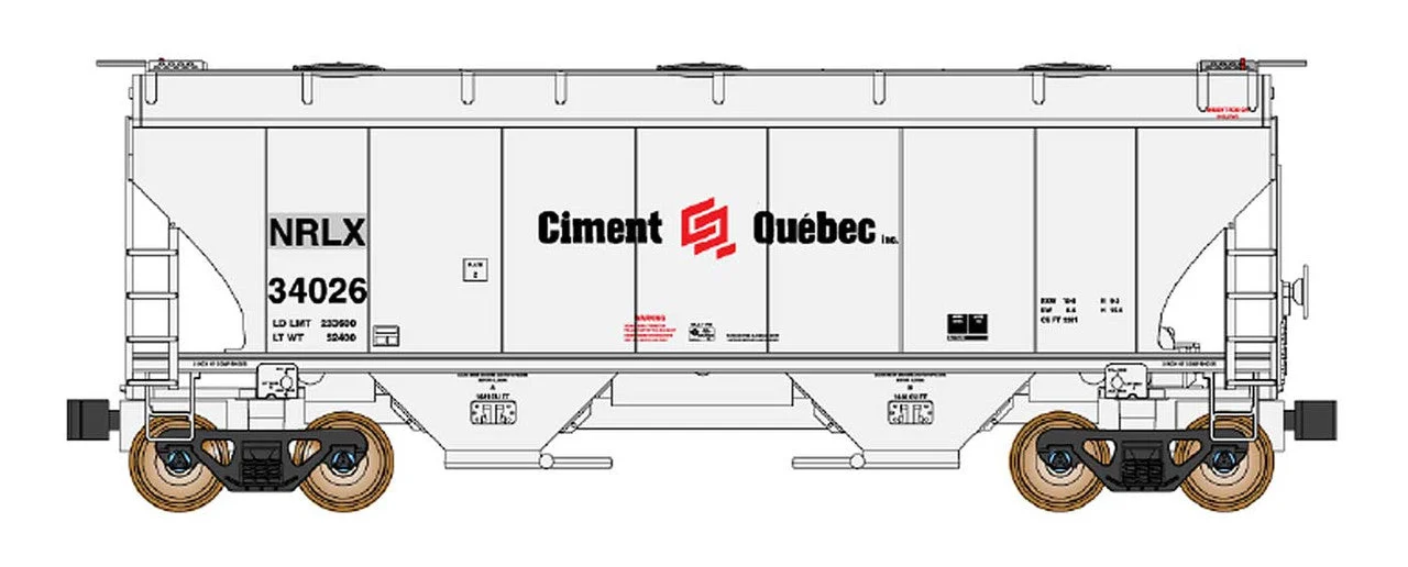 InterMountain N Scale NorRail Ciment Quebec (NRLX) Trinity 3281 2-Bay Covered Hopper