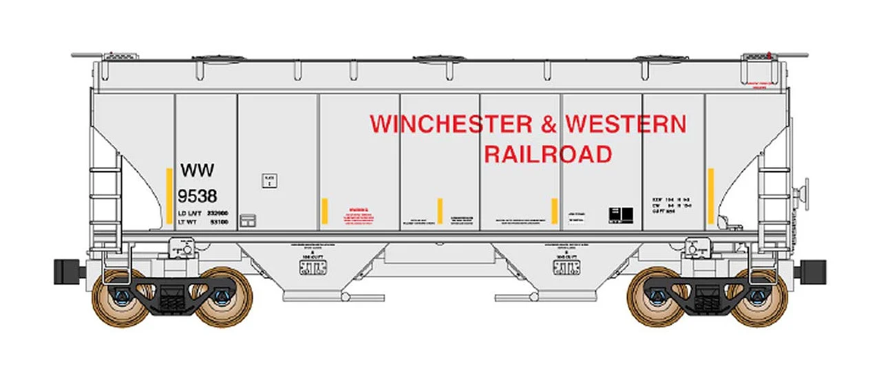 InterMountain N Scale Winchester and Western Railroad Trinity 3281 2-Bay Covered Hopper