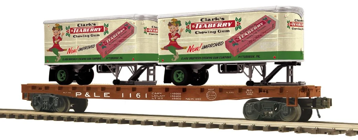 MTH O Scale Premier Pittsburgh & Lake Erie Flat Car w/(2) PUP Trailers - MTH2095910
