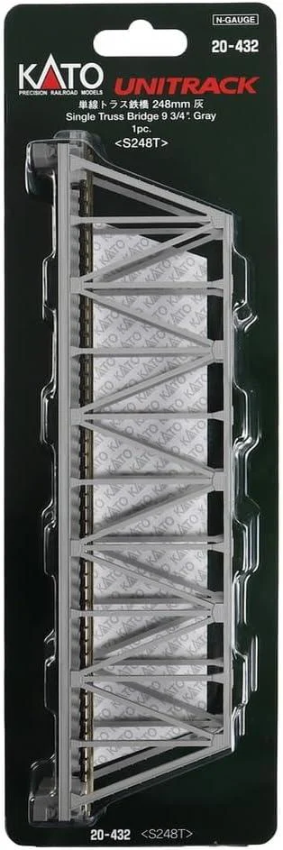 N Kato 248mm (9 3/4") Single Track Truss Bridge, Gray 20432