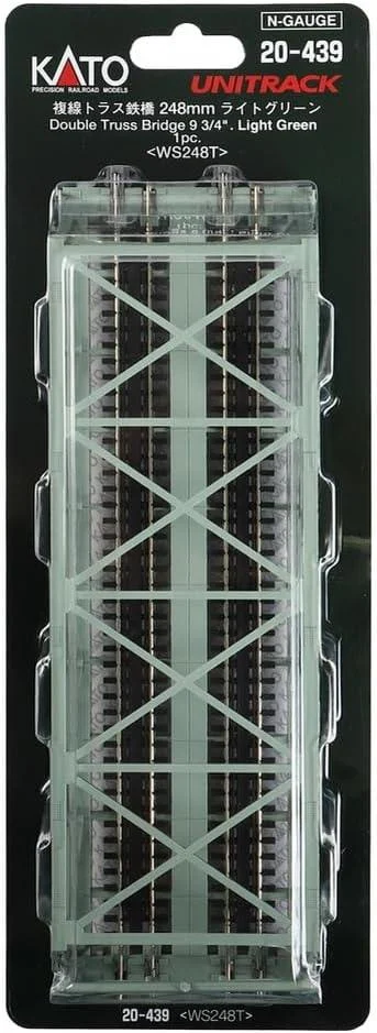 N Kato 248mm (9 3/4") Double Track Truss Bridge, Light Green 20439