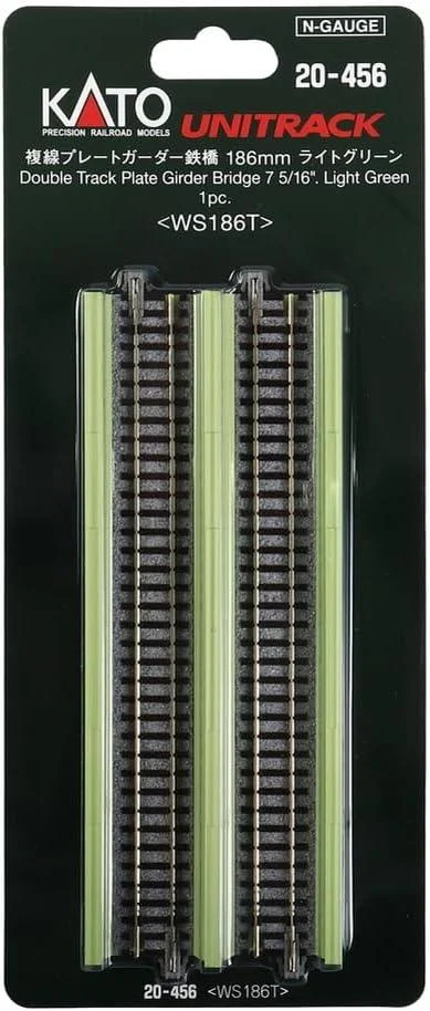 N Kato 186mm (7 5/16") Double Track Plate Girder Bridge, Lt Green 20456
